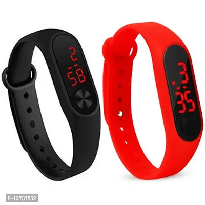 Black  Red Cool LED Colourful Watches Kids Boys Fitbands-thumb0