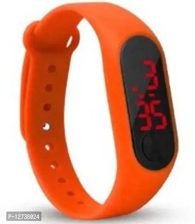 Digital LED Watch/Wrist Band with Soft Silicon Band Watch (Pack of 1) Orange