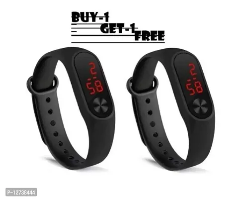 Digital LED Watch Band Type Black Colour Girls and Boys Watch Buy 1 Get 1 Free Watch