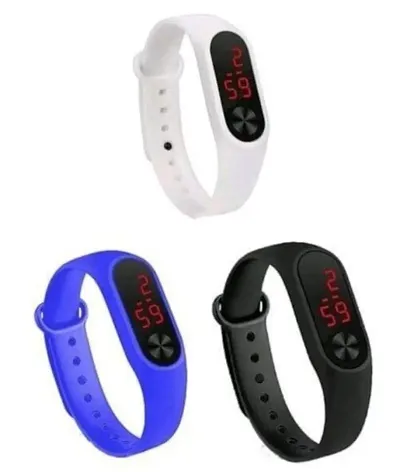 A1 + + LED BAND DIGITAL WATCH COMBO 3 FOR MEN WOMEN