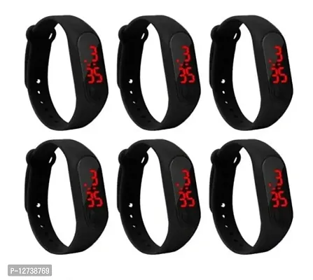Trendy Black Digital Watches For Women Pack Of 6