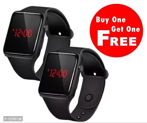 Black LED Digital Watch For Unisex Buy 1 Get 1 Free (Pack of 2)