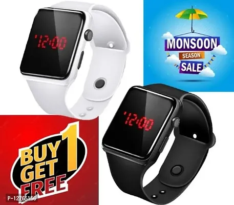 White + Black Digital LED Watch Combo (Pack of 2) BUY 1 GET 1 FREE WATCH.