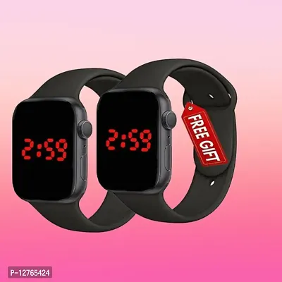 Digital Rubber LED Watch for Men, Women, Boys and Girls Watch (Black) pack of 2