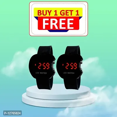 Black Apple Digital Watch For Men  Women Pack OF 2 ( Buy 1 Get 1 Free )-thumb0