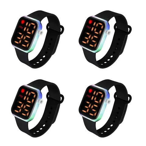 Digital Heart Square LED Multi-Functional Automatic Sports Watch Dual Tone, Waterproof Watches Pack of 3