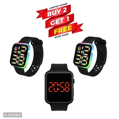 Classy Digital Watches for Men, Women and Kids, Pack of 3-thumb0