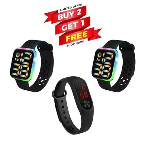 Classy Digital Watches for Men, Women and Kids, Pack of 3