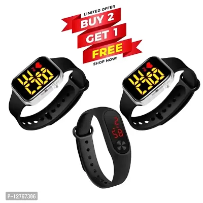 Buy Black Disco light Square LED Watch Digital Watch - For Boys Girls Pack  of 3 Online In India At Discounted Prices