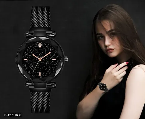 New Trendy Stylish Black Magnet Watch For Girls Pack Of 1