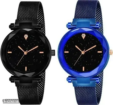 Analogue Magnet Strap Girls Women All Magnetic Chain Wrist Watch pack of 2