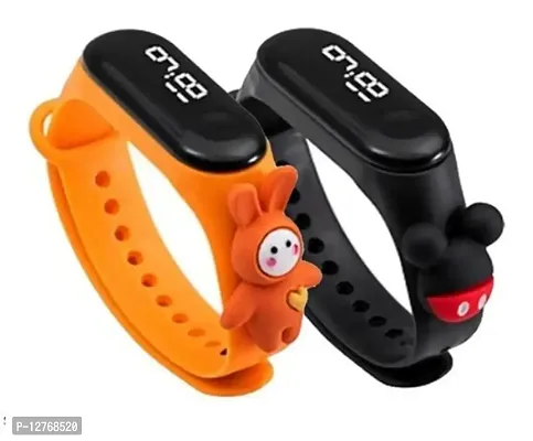 Orange + Black Toy Band Watch For Kids pack of 2