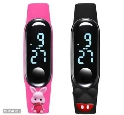 Pink + Black Toy Band Watch For Kids pack of 2-thumb0