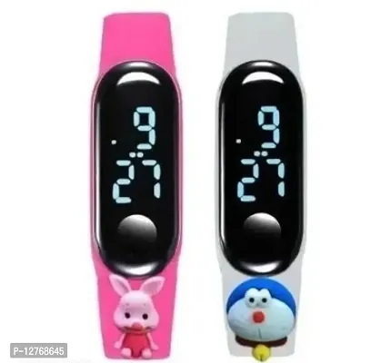 Pink + Grey Toy Band Watch For Kids pack of 2