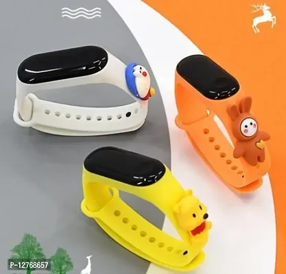 White + Orange + Yellow Toy Band Watch For Kids Pack OF 3
