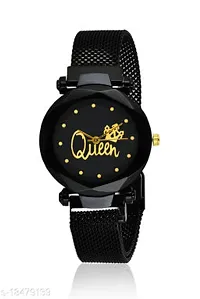 Queen Magnetic Strap Mash Girls Watch For Women Black Magnetic Chain magnet strap mash hand watch girls watch for women gift Black Analog Watch - For Girls-thumb1