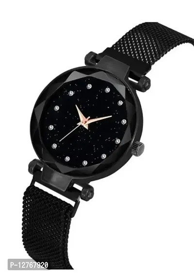 Queen Magnetic Strap Mash Girls Watch For Women Black Magnetic Chain magnet strap mash hand watch girls watch for women gift Black Analog Watch - For Girls-thumb2