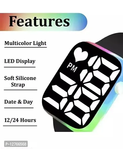 Black Disco light Square LED Watch Digital Watch - For Boys  Girls Pack of 1-thumb2