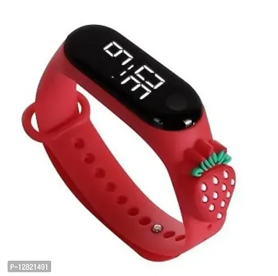 Cute Red Strawbery Cartoon Character Digital LED Dial Waterproof Cartoon Character Kids Wristband For Boys  Girls Watches pack of 1-thumb0
