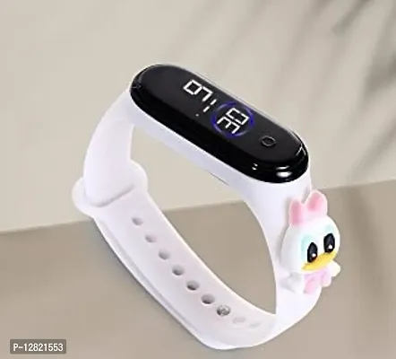 White  New Style Silicone Waterproof Unisex LED kids Children Cartoon Wrist Band Digital Watch - For Boys  Girls pack of 1