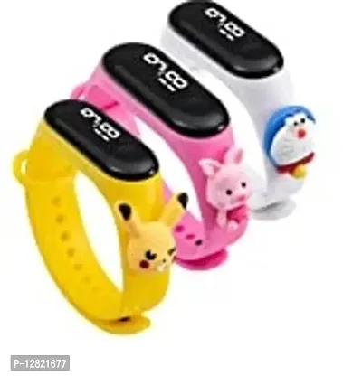 Combo of 3 Cartoon Character Waterproof LED Kids Watches for Boys  Girls