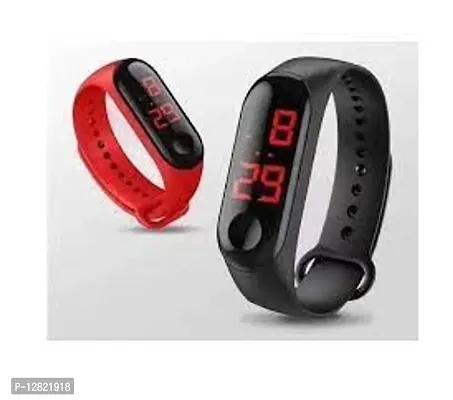 Red + Black LED Band stylish digital watch for kids pack of 2