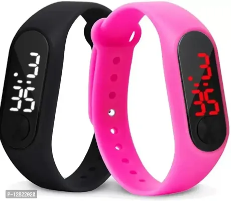 Black + Pink Band Watch for men  women  kids pack of 2-thumb0