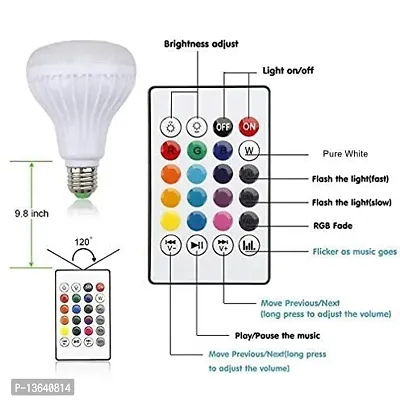 Smart bulb with 12w multi colour bluetooth controlled music disco type self changing colour lamp flashlight music light Pack of 1-thumb3