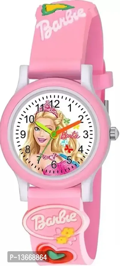 Barbie Pink Kids Rubber Casual Girls Watches Pack.1-thumb0