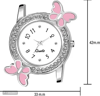 Analog Watch - For Girls New Pink Stylish Diamond Studded Butterfly Women Watch Pack of 1-thumb2