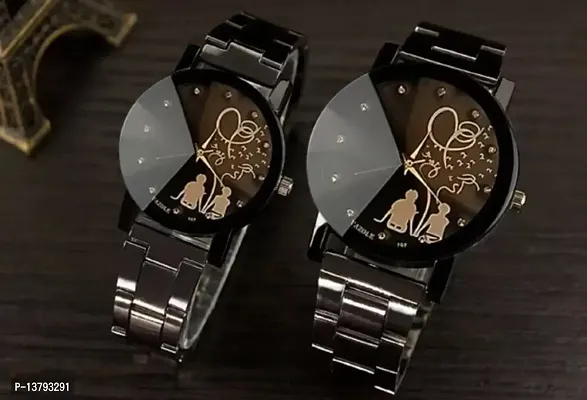 Analog Watch - For Couple Pack Of 2 King Queen Metal Starp Couple Watch For Boys  Girls