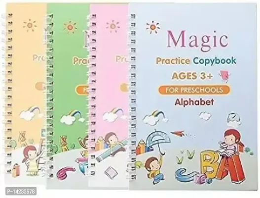 Magic Practice Copybook, (4 BOOK ) Number Tracing, Sank Magic Practice Copy (Math + Alphabet + Drawing + Number)