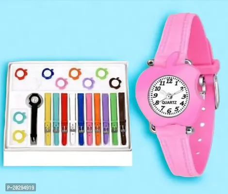 Stylish 11 patta watch comes with 11 different colour belt for kids,girls,boys (pack of 1)-thumb0