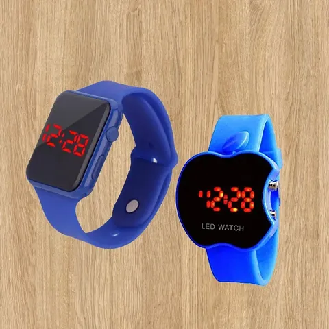 New Trendy Apple Cut Shape Watch With Square Digital LED Watch For Kids (Pack of 2)