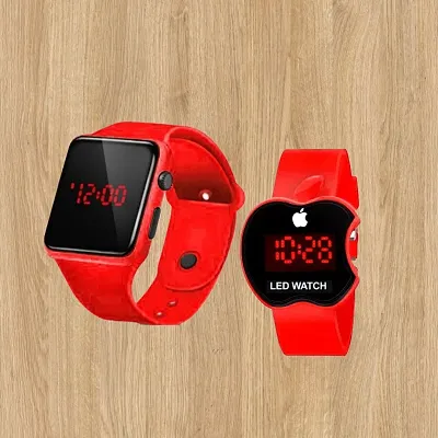 Square Digital LED Watch With Apple Cut Shape Watch For Kids (Pack of 2)-thumb0