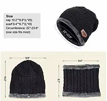 Classy Woolen Solid Beanie Cap with Neck Warmer for Unisex-thumb1