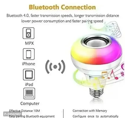 12w multi color Bluetooth controlled music disco type self changing color lamp flashlight music led light bulb pack of 1-thumb2