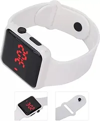 Latest White Digital Square LED Watch For Unisex Pack of 1-thumb2