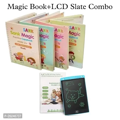 Magic Practice Copybook and LCD Writing Tablet slate (Combo of 2)