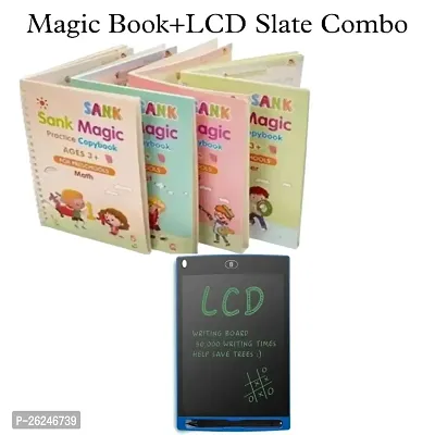 Magic Practice Copybook and LCD Writing Tablet slate (Combo of 2)