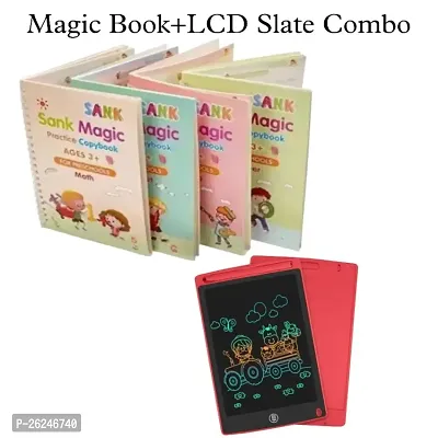 Magic Practice Copybook and LCD Writing Tablet slate (Combo of 2)-thumb0