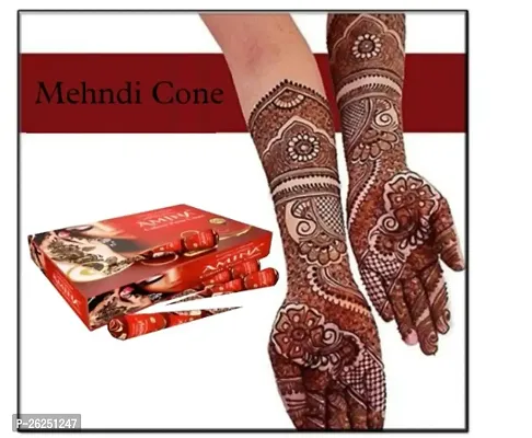 Amina Mehndi Cones And Women Stylish Mehndi (Pack of 12 in 1 Box) Red Colour-thumb0