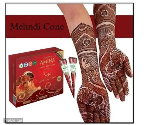 Amina Mehndi Cones And Women Stylish Mehndi (Pack of 12pc in 1 Box) Red Colour