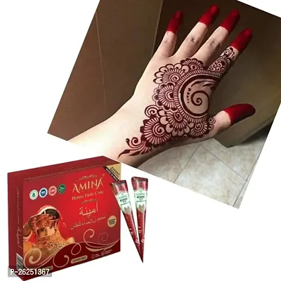 Amina Henna Instant Tatto Red Outline Mehndi / No Chemicals Dyes - Color Paste C (1 Box) Natural Mehendi