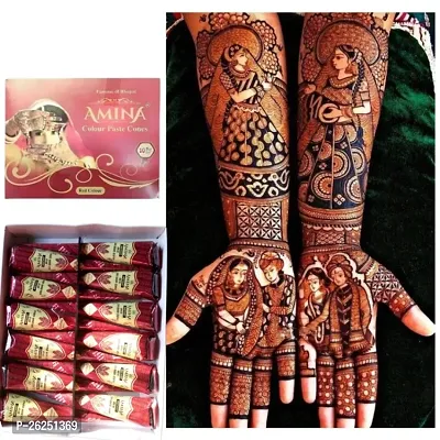 Amina Henna Instant Tatto Red Outline Mehndi / No Chemicals Dyes - Color Paste C (1 Box) Natural Mehendi