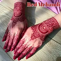 Amina Henna Instant Tatto Red Outline Mehndi / No Chemicals Dyes - Color Paste Cone (Red, 12 Cone) (1 Box) Natural Mehendi-thumb1