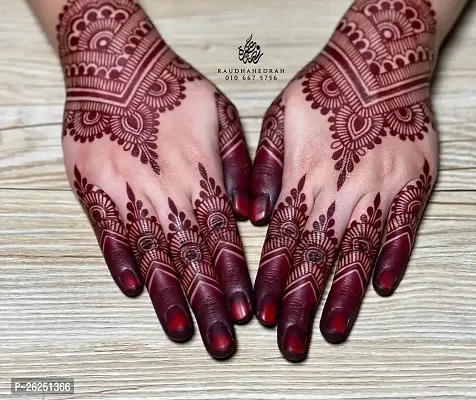 Amina Henna Instant Tatto Red Outline Mehndi / No Chemicals Dyes - Color Paste Cone (Red, 12 Cone) (1 Box) Natural Mehendi-thumb5