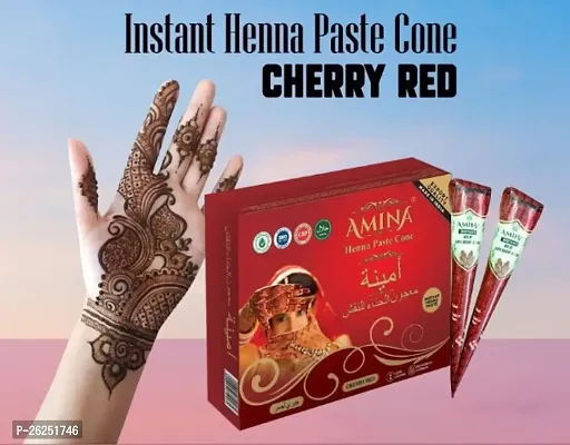 Organic Henna Cones Amina Instant Mehendi Cone Red 25 gm Value Pack of 12pc (1 Box)