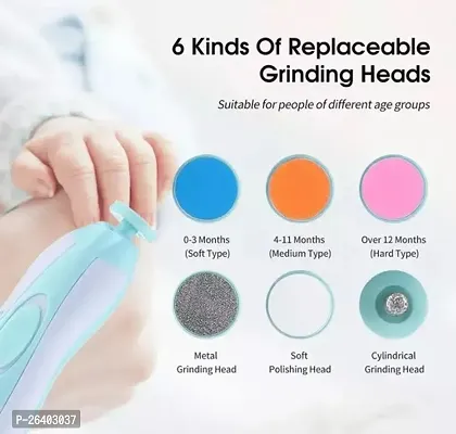 New Baby Nail File Electric || Baby Nail Trimmer with 6 Grinding Heads Safe for Newborn Baby Baby Nail Clippers with Light || Electric Baby Nail Trimmer-thumb4