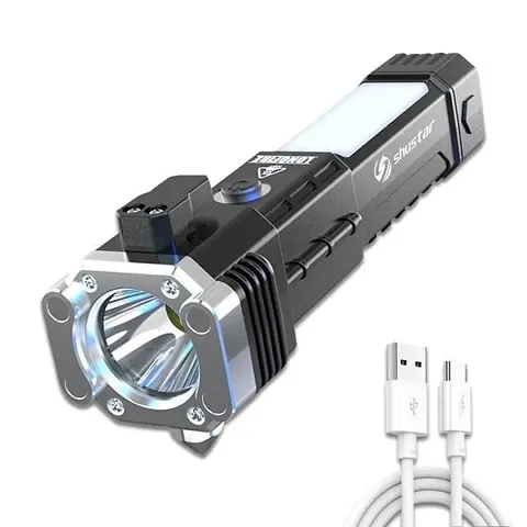Portable Rechargeable Torch LED Flashlight Long Distance Beam Range with Power Bank